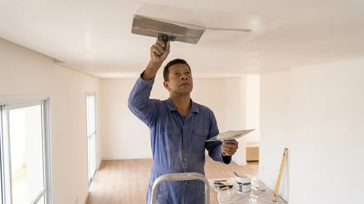 ambiente interno com acabamento em gesso e drywall